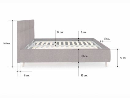 Кровать Сонум Bella Кашемир Синий (с подъемным механизмом) 160х190