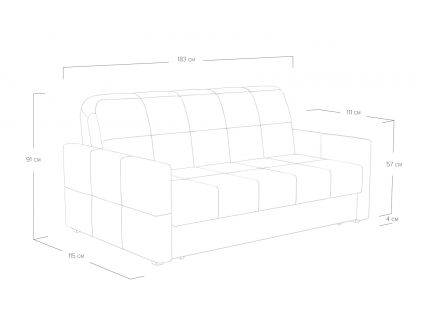 Диван Сонум Rest Кашемир голубой Длина 183 см