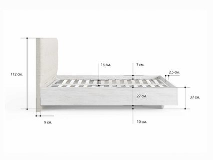 Кровать Сонум Vena Ясень Ориноко + Рогожка Льняная (с подъемным механизмом) 160х190