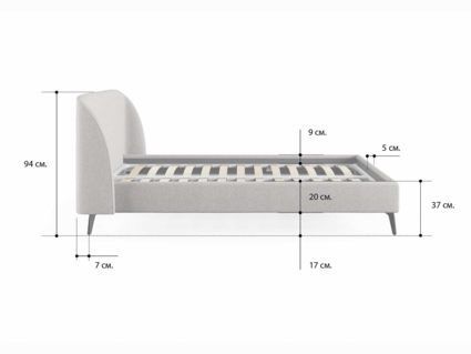 Кровать Сонум Rosa Кашемир Серый 160х190